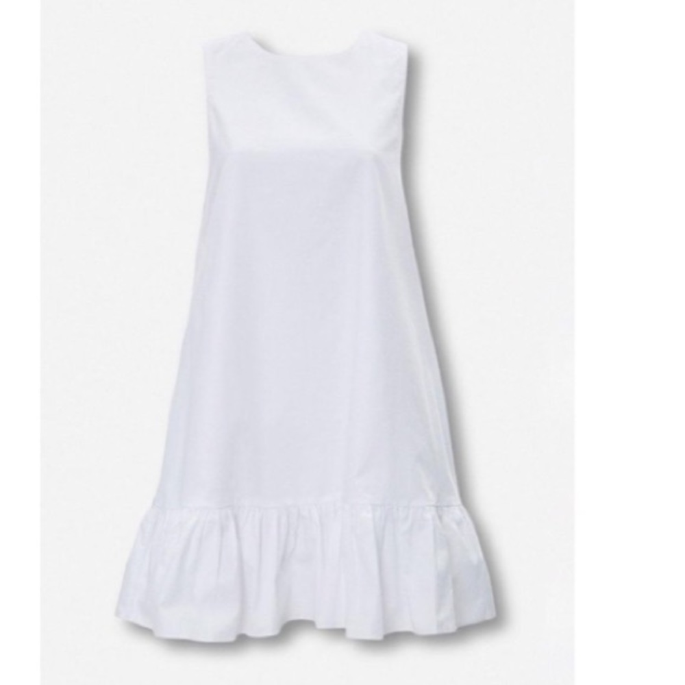 woven swing dress sleeveless cut, flounce hem